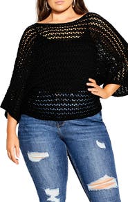 City Chic Cool Pointelle Knit Sweater