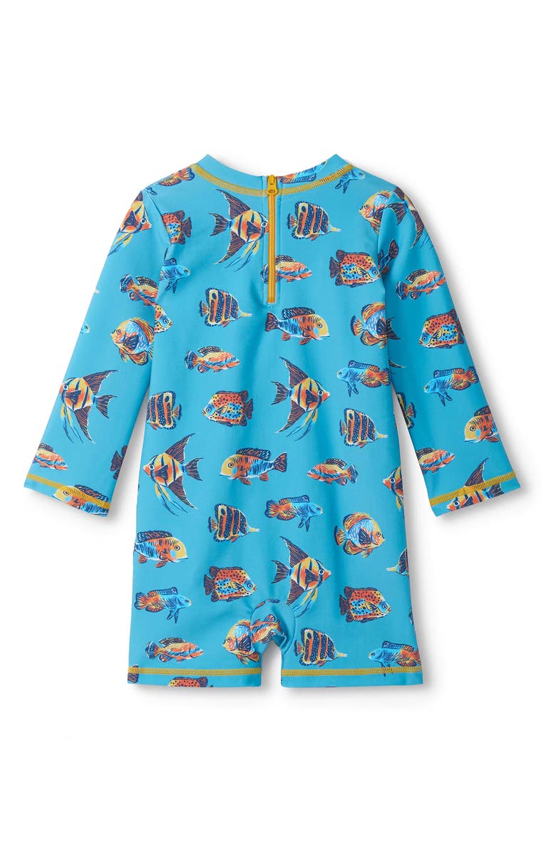 Hatley Tropical Ocean Long Sleeve One-Piece Rashguard Swimsuit, Alternate, color, Blue