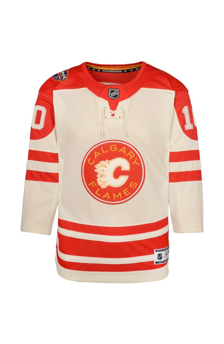 Outerstuff Youth Jonathan Huberdeau Cream Calgary Flames 2023 NHL Heritage Classic Premier Player Jersey, Alternate, color,