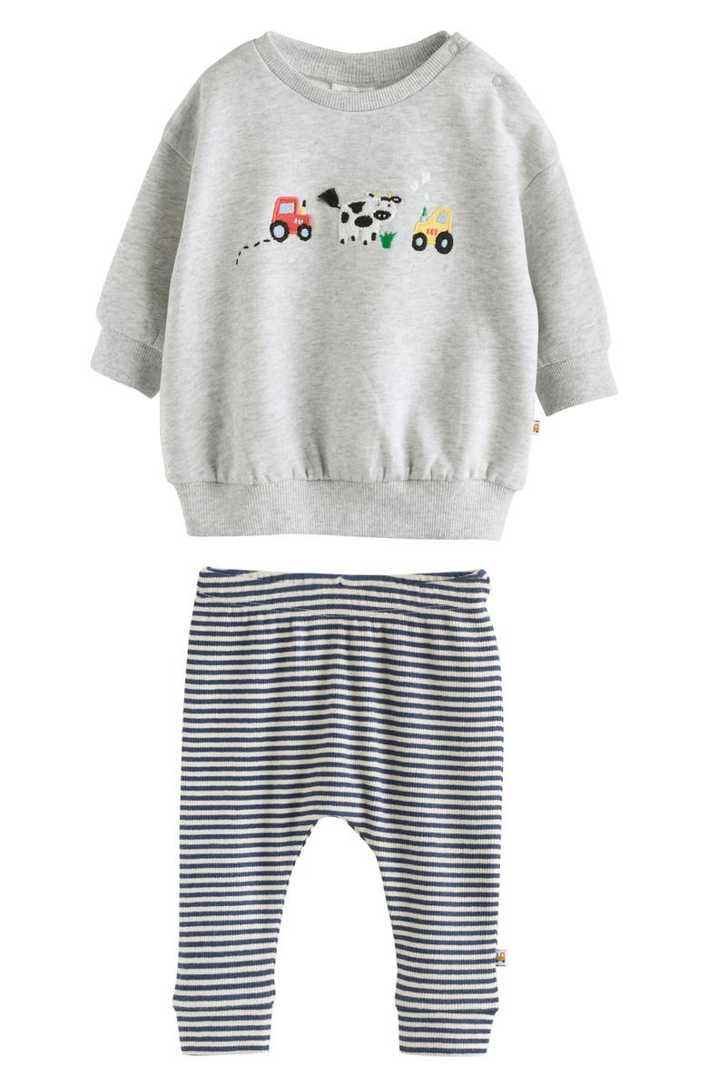 NEXT Farmyard Embroidered Cotton Sweatshirt & Rib Leggings Set, Main, color, Multi