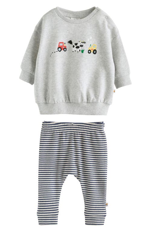 Next Farmyard Embroidered Cotton Sweatshirt & Rib Leggings Set In Multi