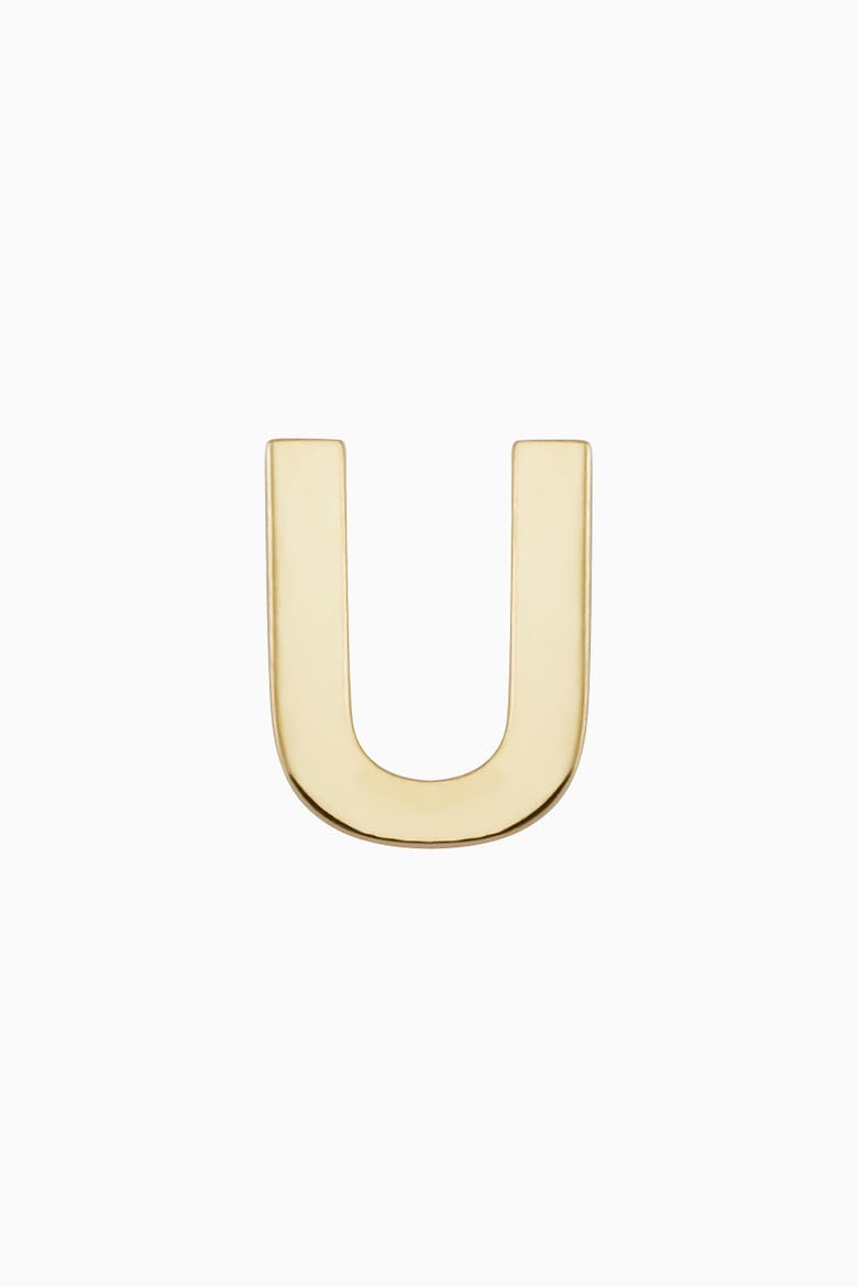 14K Gold Initial Reaction Single Stud, Main, color, Letter U