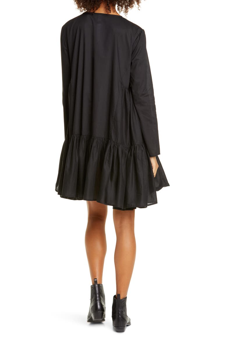 Martel Long Sleeve Cotton Tunic Dress, Alternate, color, BLACK