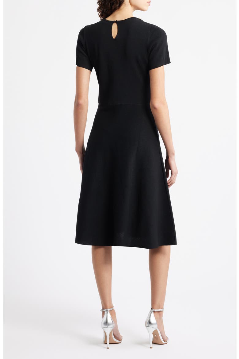 Embellished Knit Fit & Flare Dress, Alternate, color, BLACK