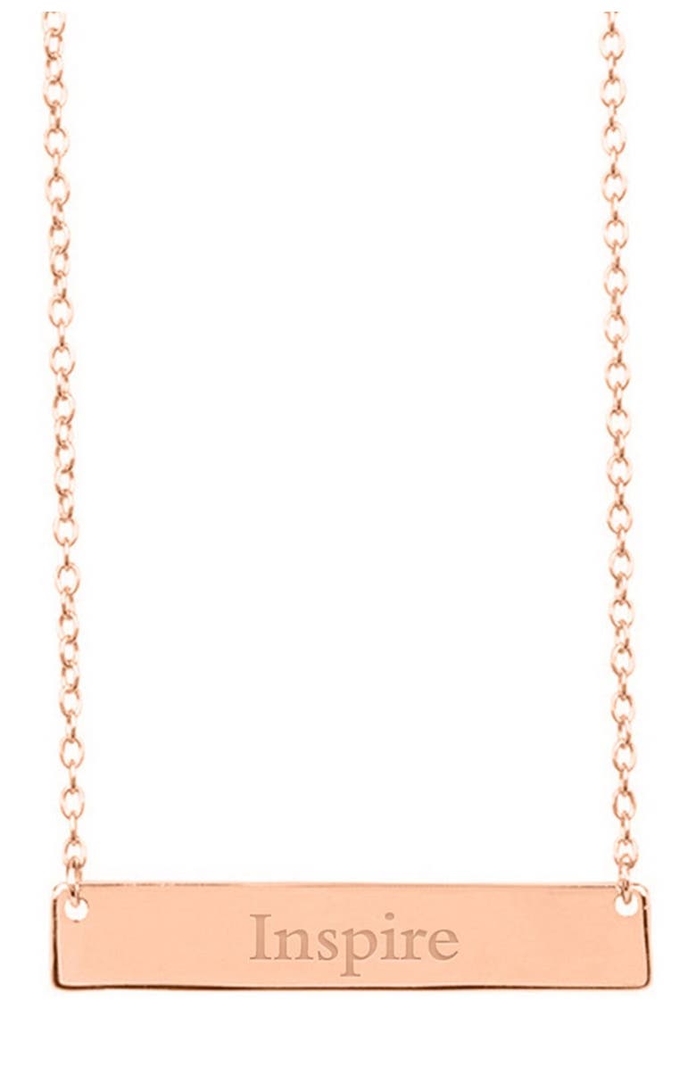 Sterling Forever 14K Rose Gold Plated Sterling Silver Inspirational Bar Pendant Necklace - Inspire, Main, color, Rosegold