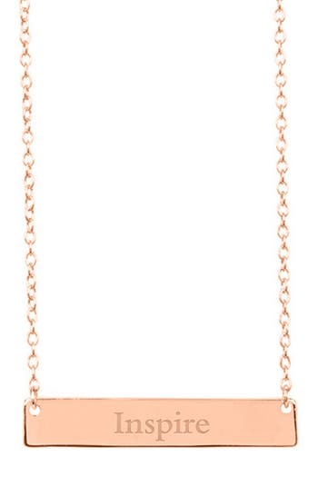 Sterling Forever 14k Rose Gold Plated Sterling Silver Inspirational Bar Pendant Necklace