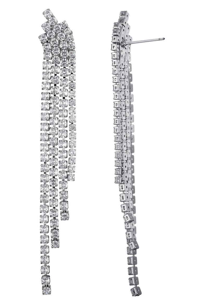 Crystal Cascading Drop Earrings, Alternate, color, SILVER