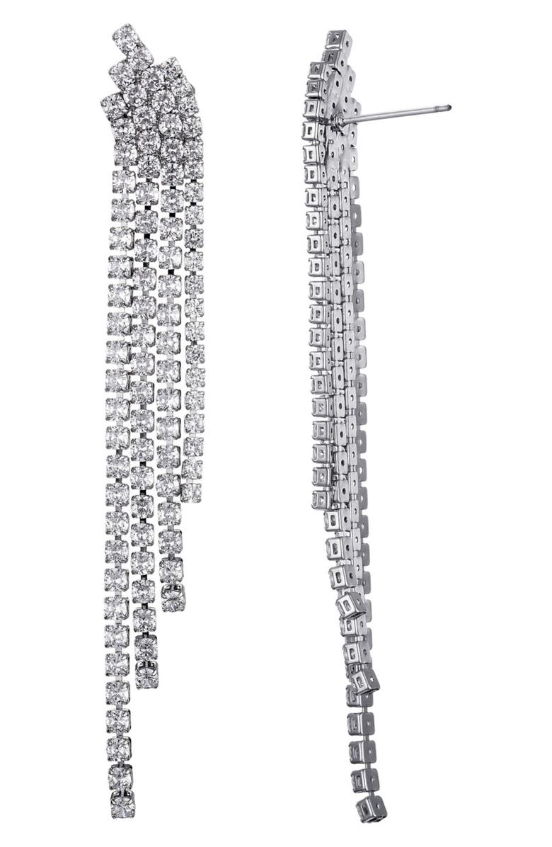 Adornia Crystal Cascading Drop Earrings, Alternate, color, Silver