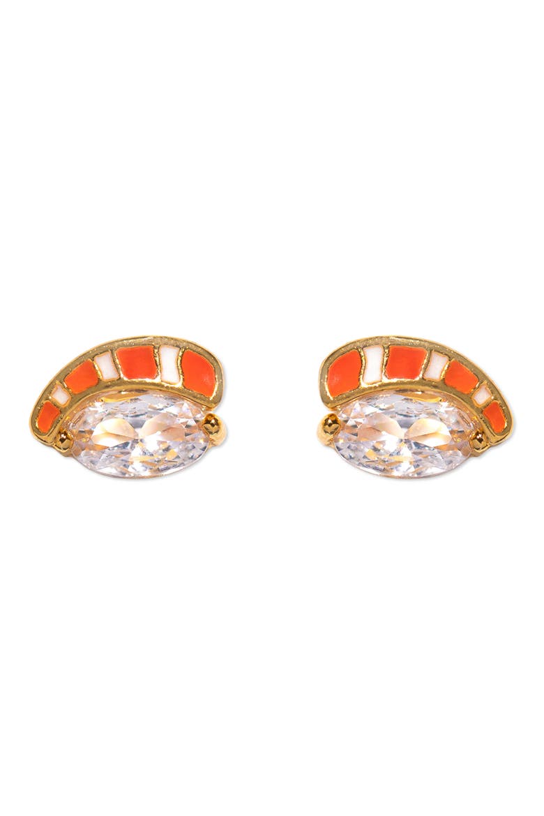 Salmon Nigiri Stud Earrings, Main, color, GOLD