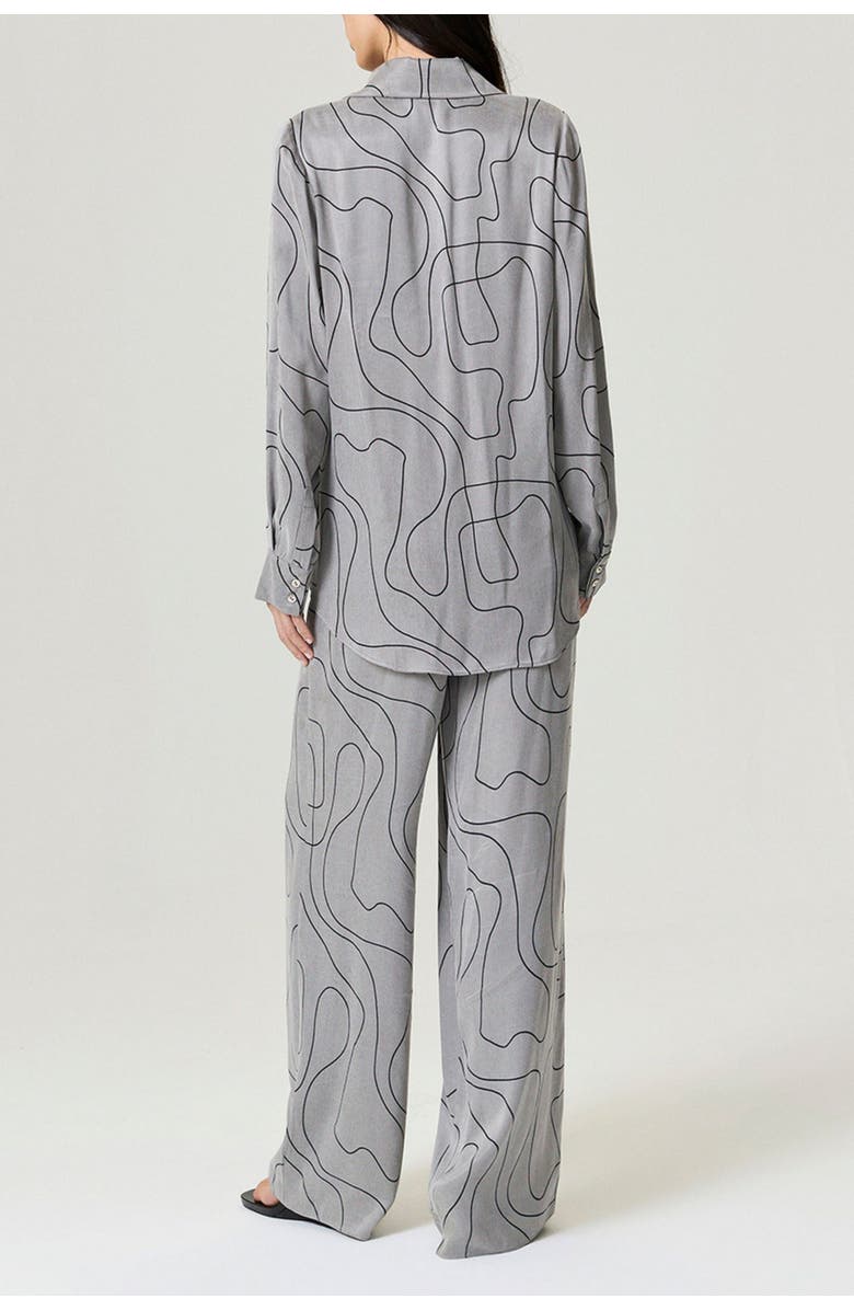 Nocturne Printed Draped Long Sleeve Shirt, Alternate, color, Multi-Colored