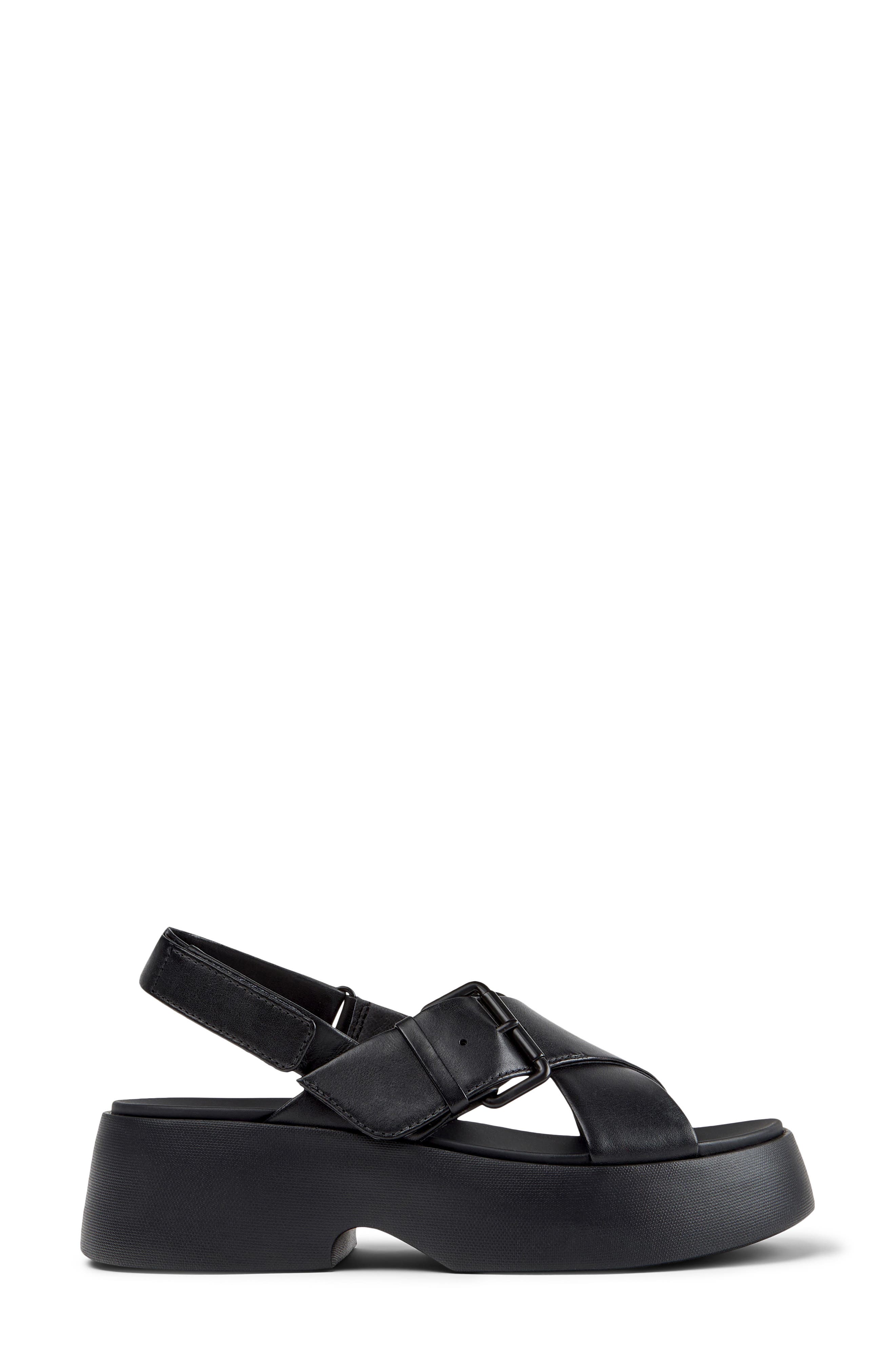 Camper Tasha X-Strap Platform Sandal, Alternate, color, Black