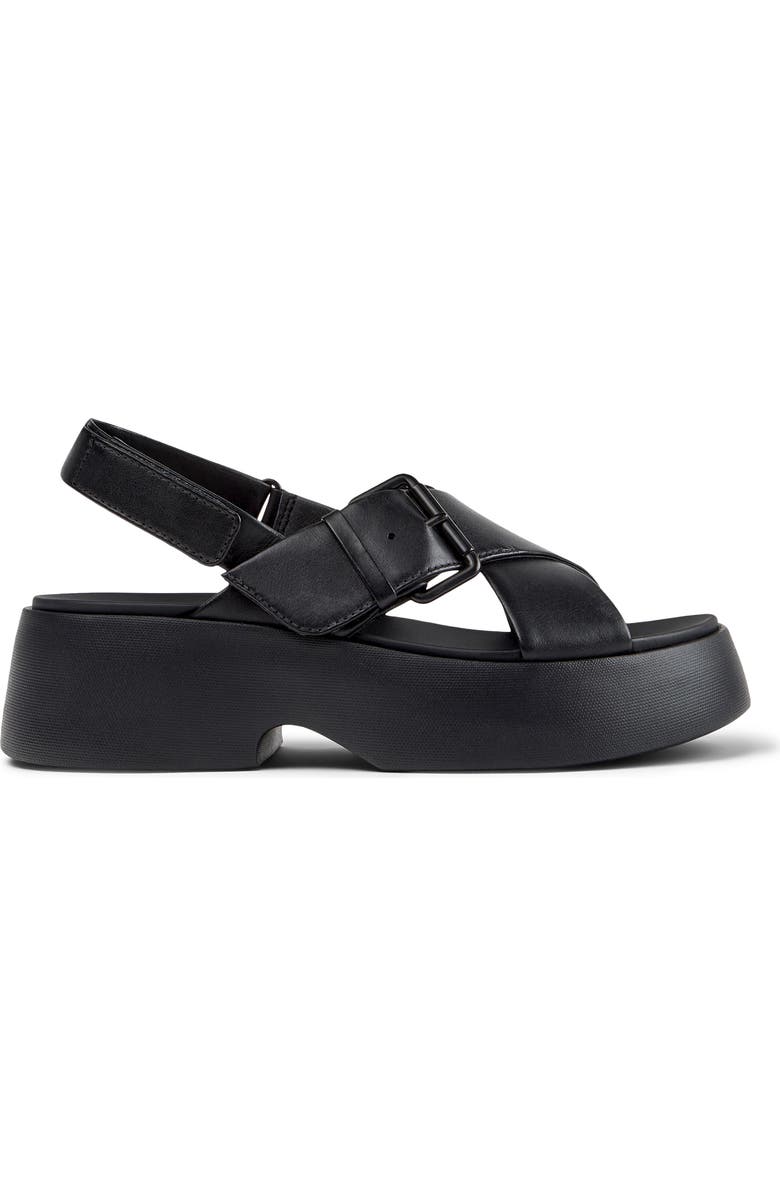 Camper Tasha X-Strap Platform Sandal, Alternate, color, Black