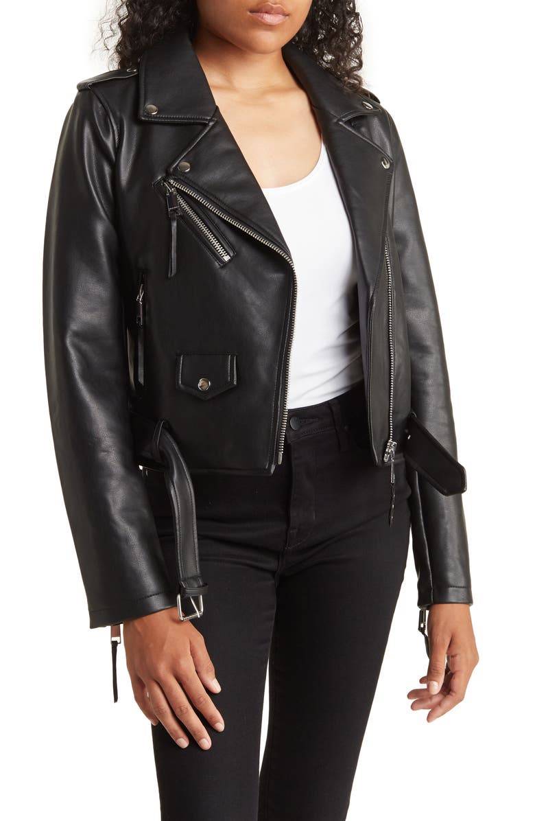 Rebecca Minkoff Faux Leather Moto Jacket, Main, color, 