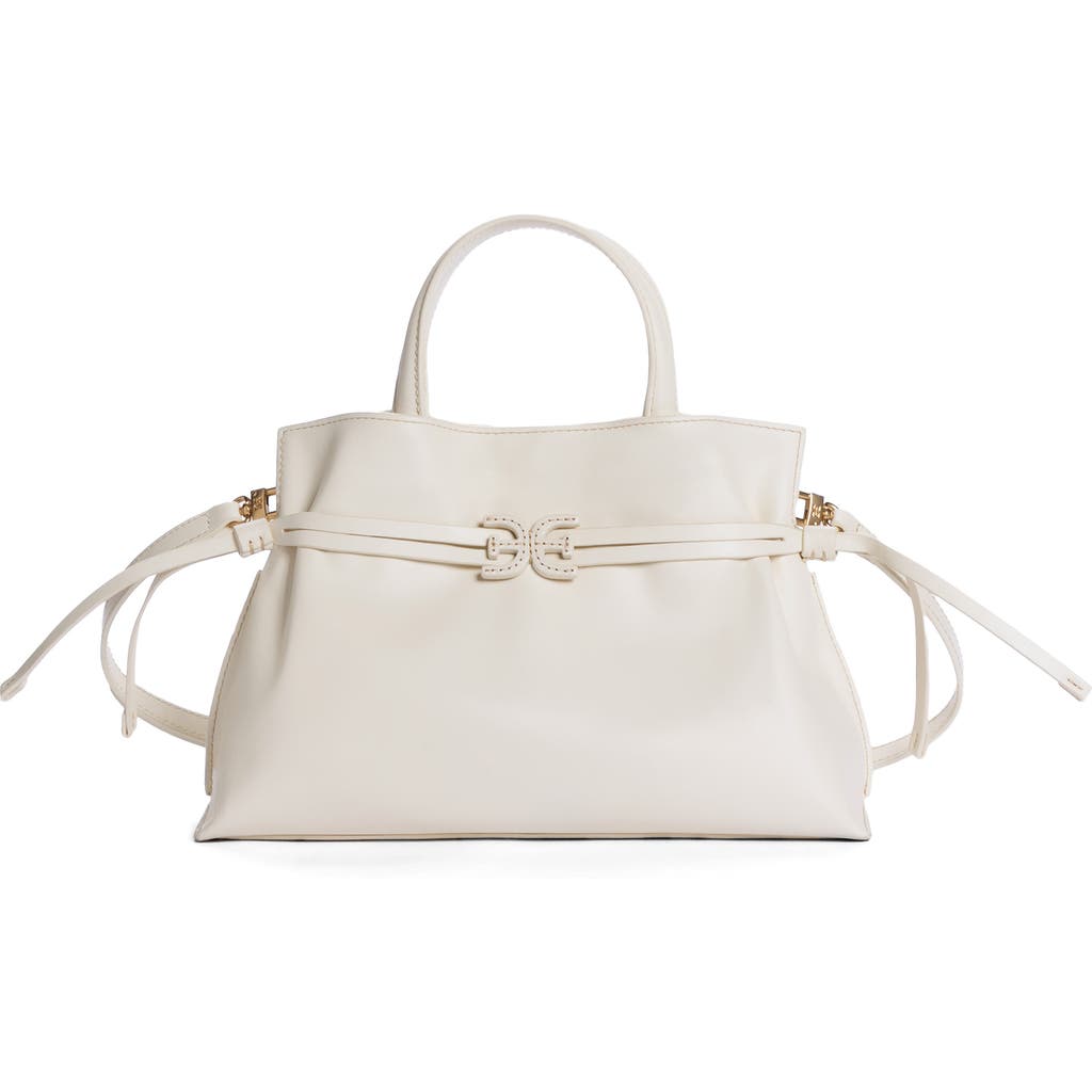 Sam Edelman Small Poppy Drawstring Leather Crossbody Bag In White