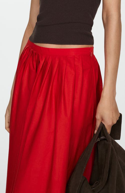 Shop Mango Pleated Cotton Skirt In Red