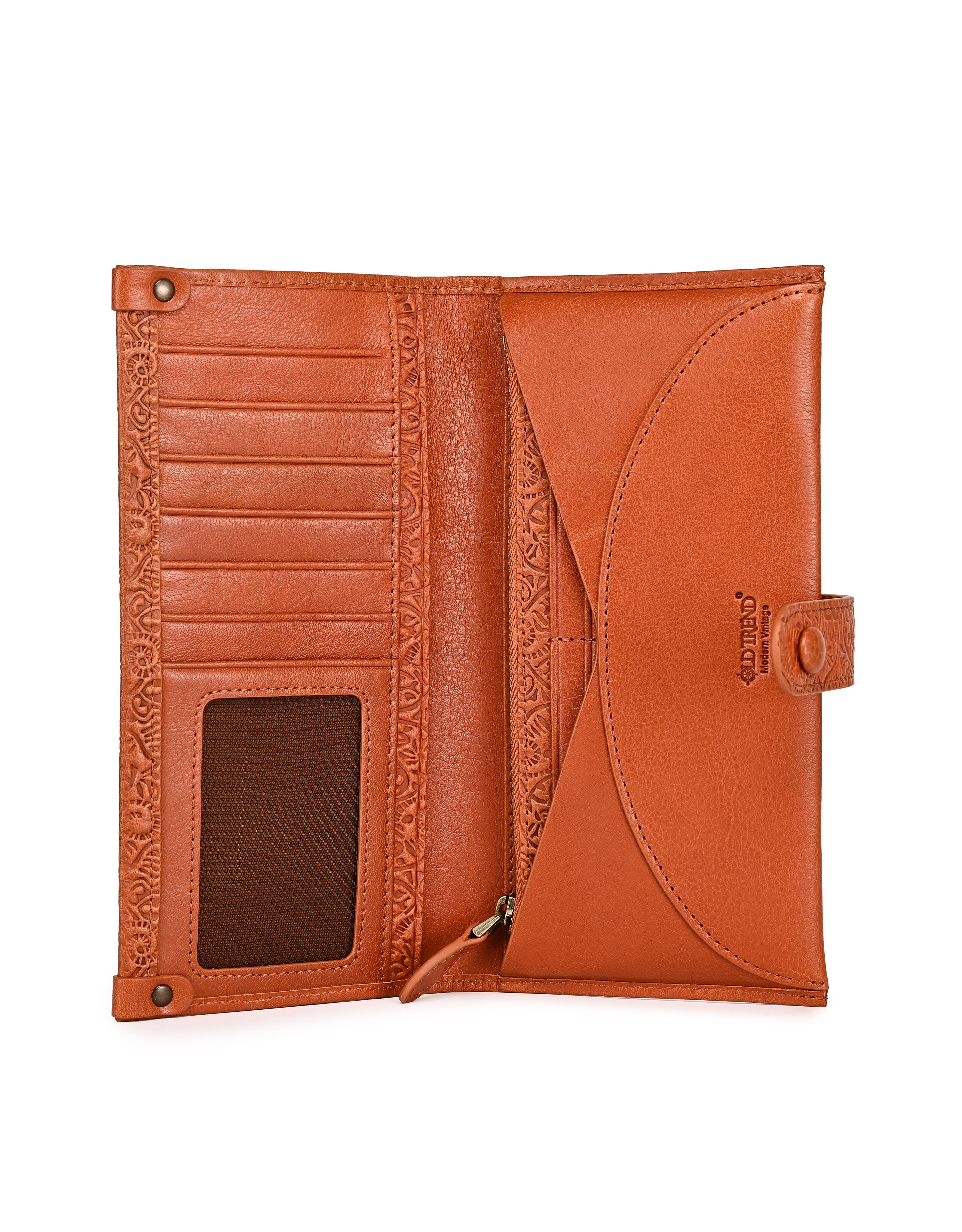 OLD TREND Iris Genuine Leather Modular RFID Wristlet Clutch, Alternate, color, Cognac