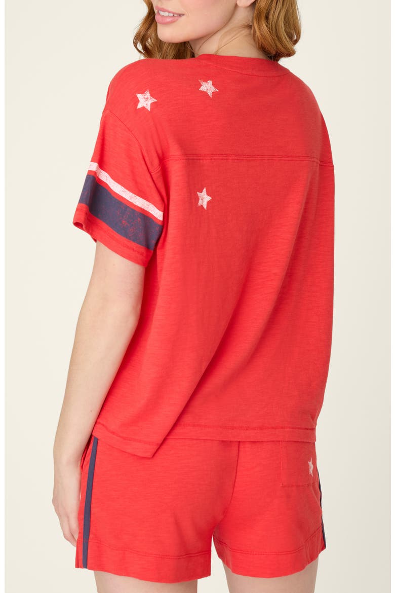Star Spangled Summer Cotton & Modal Pajama T-Shirt Top, Alternate, color, TRUE SCARLET