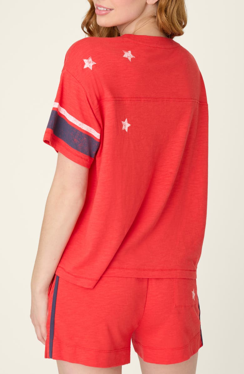 PJ Salvage Star Spangled Summer Cotton & Modal Pajama T-Shirt Top, Alternate, color, True Scarlet
