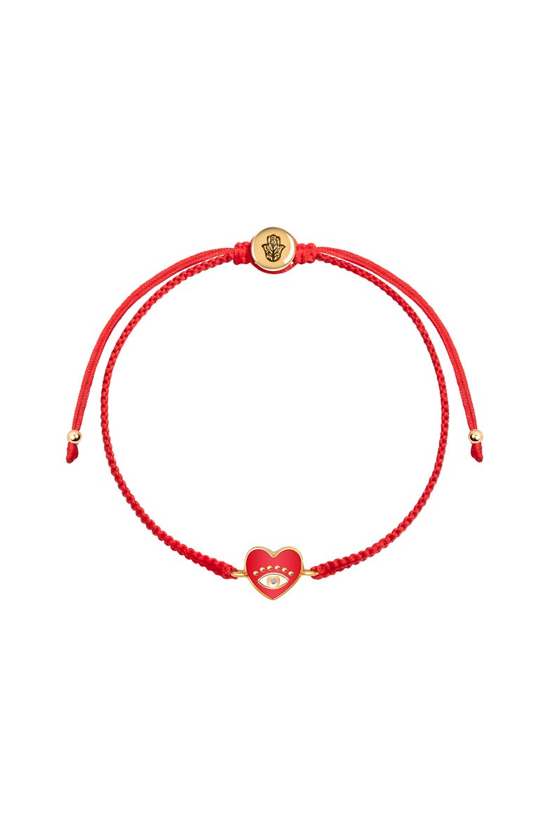 Devoted to Love - Evil Eye Heart Charm Red String Bracelet, Main, color, Red