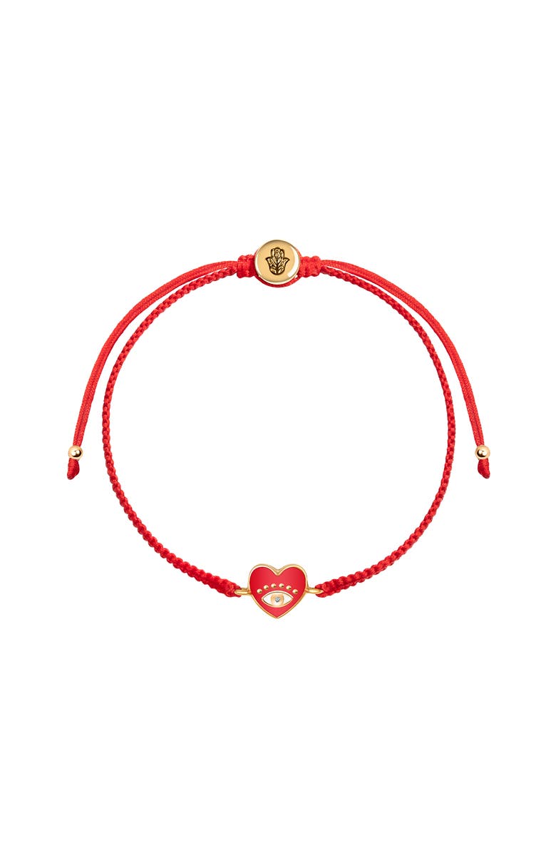 Karma and Luck Devoted to Love - Evil Eye Heart Charm Red String Bracelet, Main, color, Red