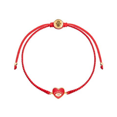 Devoted to Love - Evil Eye Heart Charm Red String Bracelet