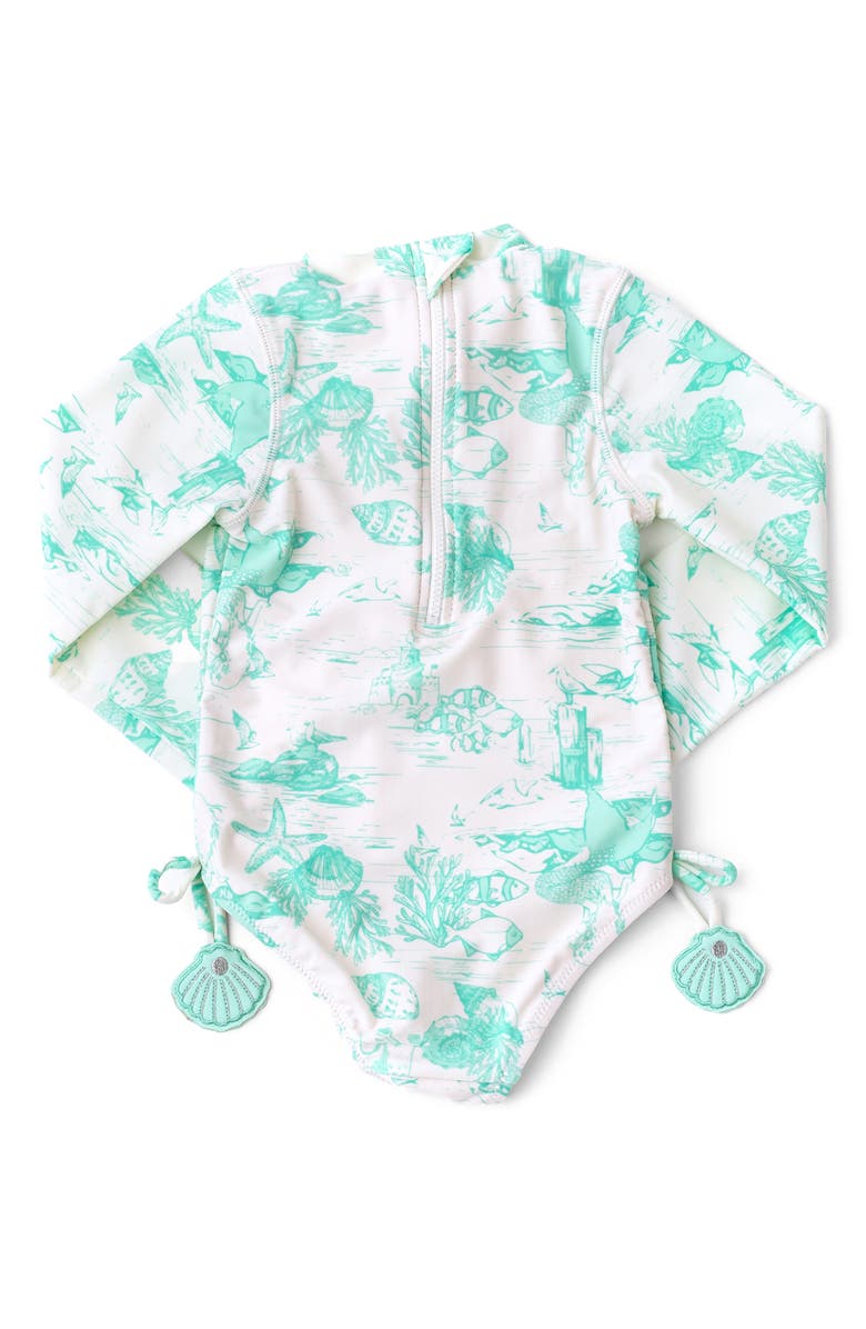 Shade Critters Kids' Mermaid Toile Long Sleeve One-Piece UPF 50+ Rashguard Swimsuit, Alternate, color, Mint