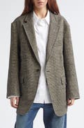 R13 Oversize Ragged Houndstooth Linen & Virgin Wool Blazer