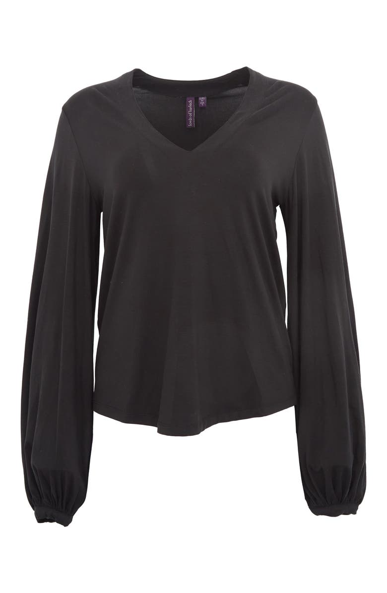 Lords of Harlech Val Long Sleeve V-neck Top, Main, color, Black