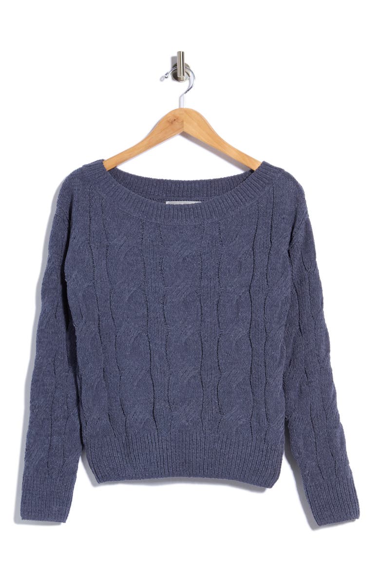 Chenille Cable Knit Sweater, Main, color, GRANITE