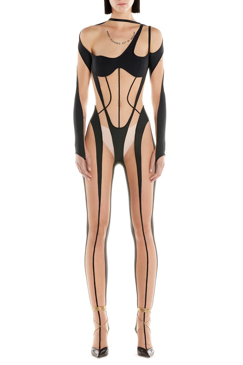 Iconic Illusion Mesh Catsuit, Main, color, 19991 BLACK NUDE 01