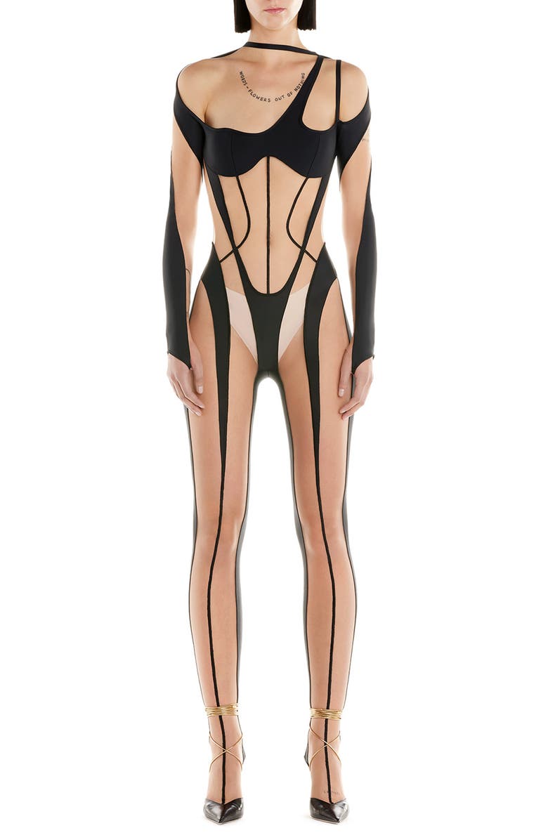 MUGLER Iconic Illusion Mesh Catsuit, Main, color, 