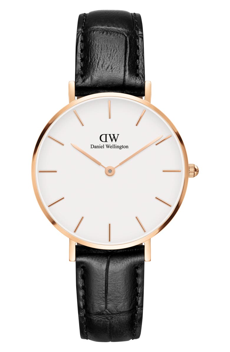 Daniel Wellington Classic Petite Leather Strap Watch, 32mm, Main, color, 