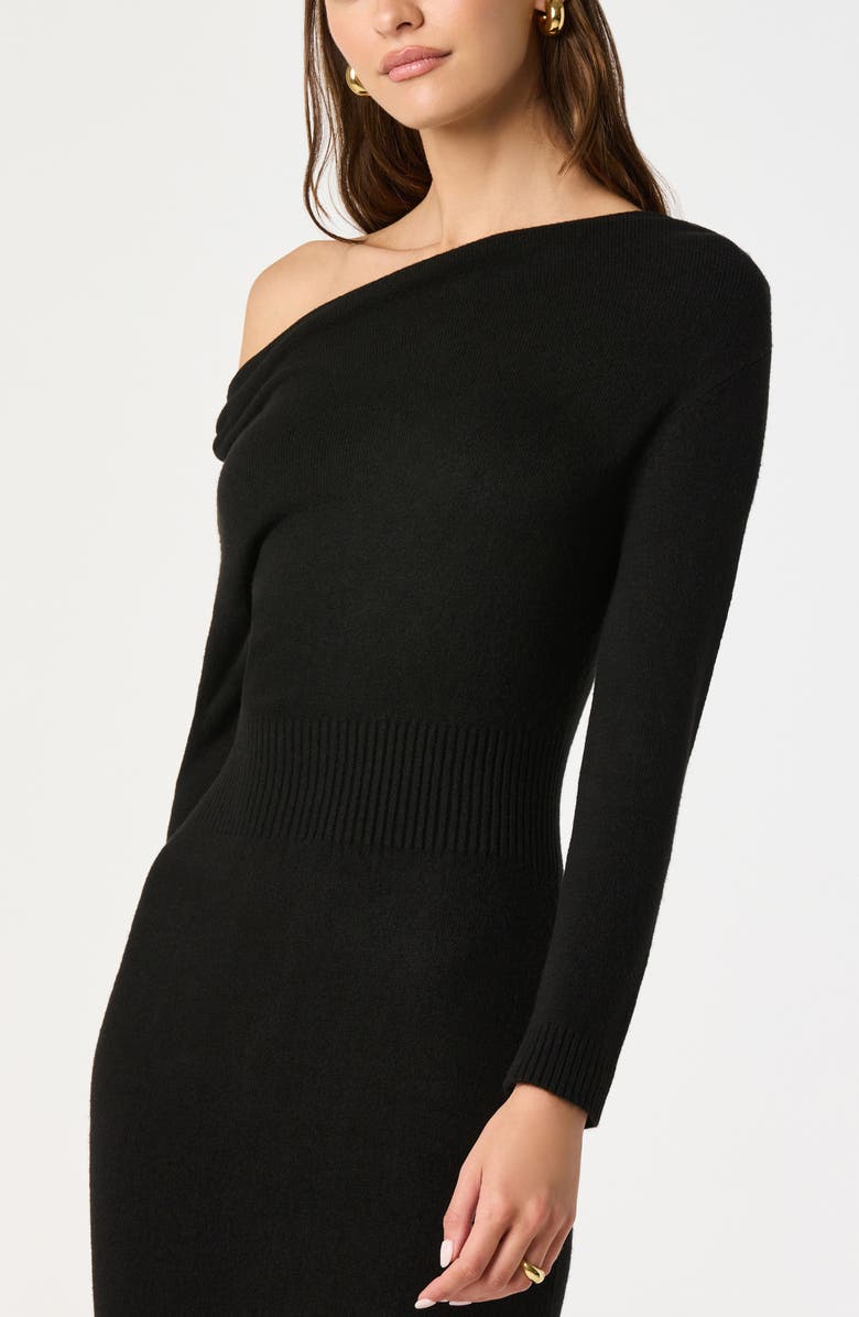 ASTR the Label One-Shoulder Long Sleeve Sweater Dress, Alternate, color, Black