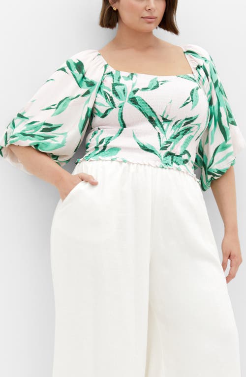 City Chic Lelani Smocked Crop Top In Kelly Floral