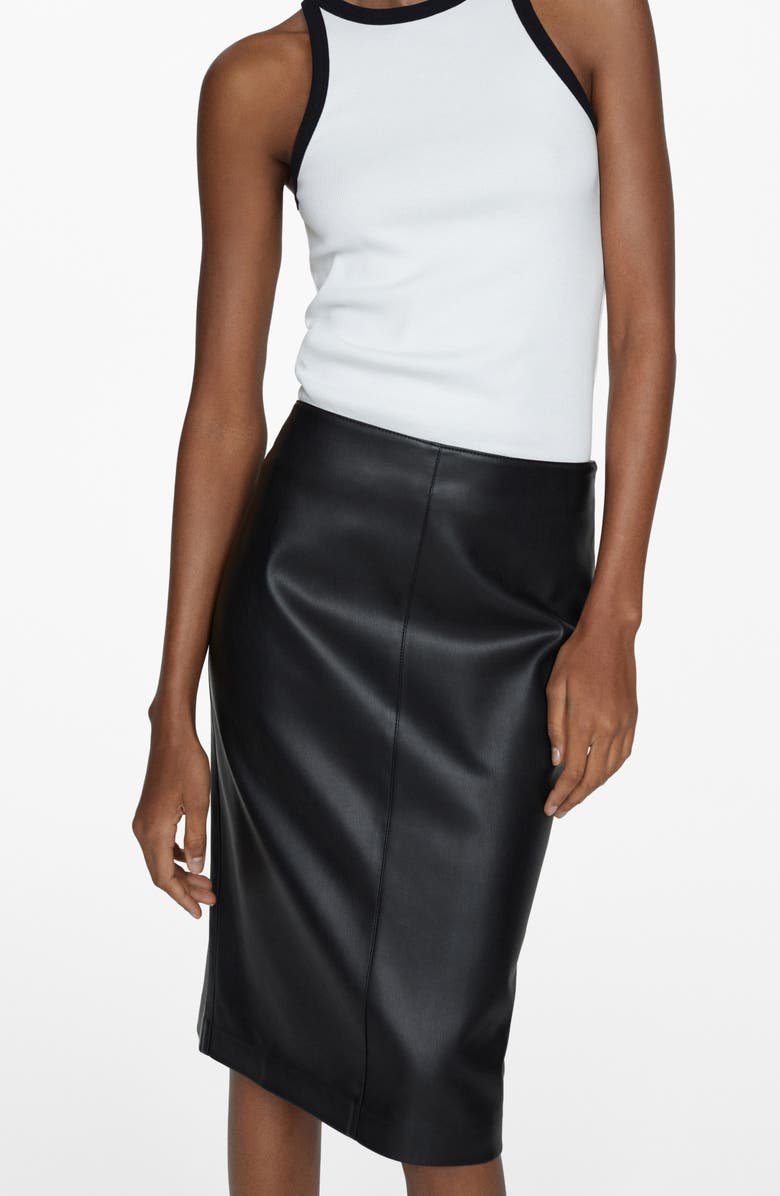 MANGO Faux Leather Pencil Skirt, Alternate, color, 