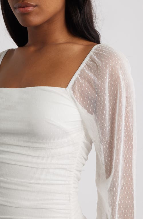 Jump Apparel Long Sleeve Ruched Minidress In White