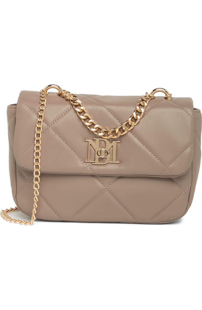 Badgley Mischka Collection Quilted Crossbody Bag, Main, color, Taupe