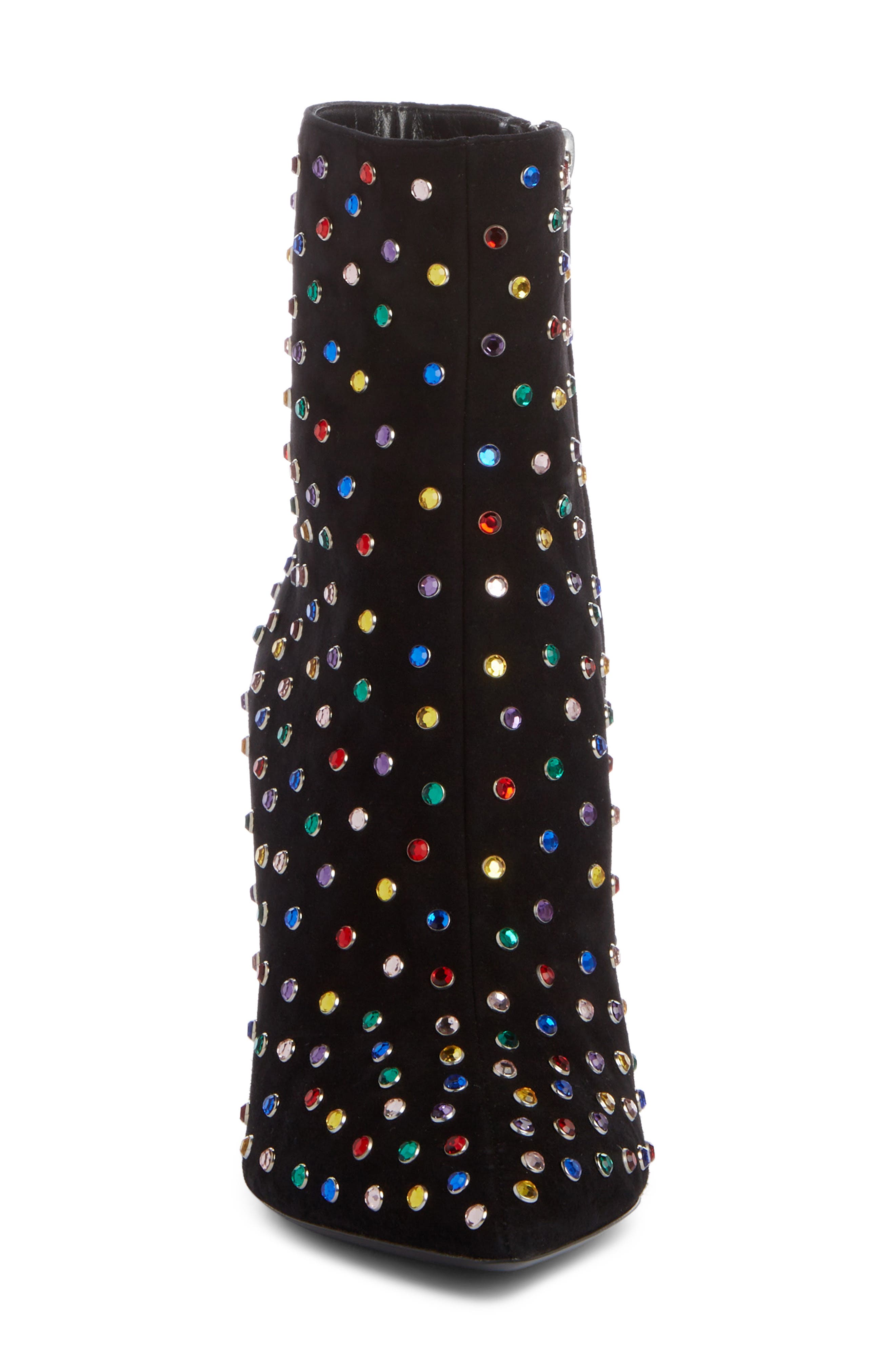 Betty Crystal Stud Pointy Toe Bootie, Alternate, color, BLACK