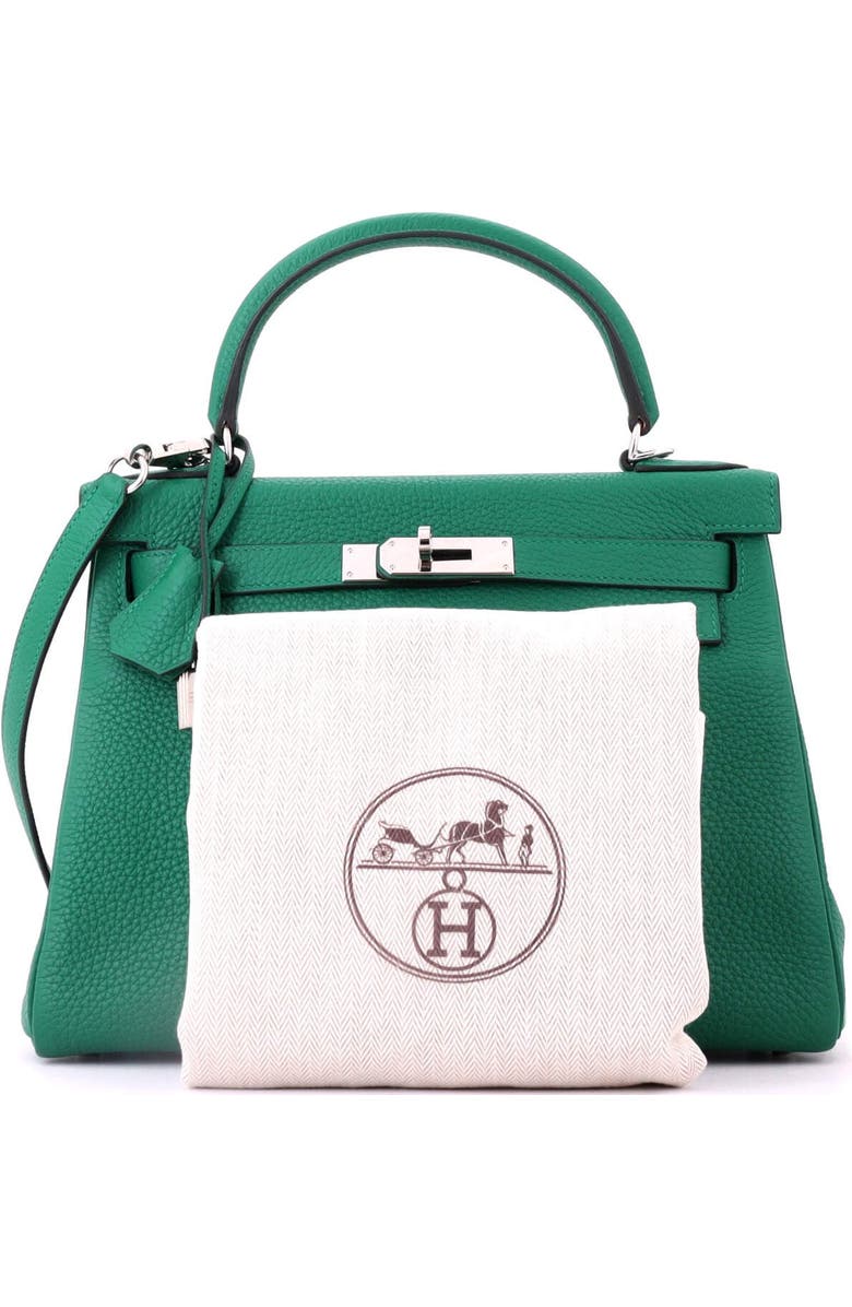 Pre-Owned Hermes Kelly Handbag Green Togo with Palladium Hardware 28, Alternate, color, Vert Vertigo