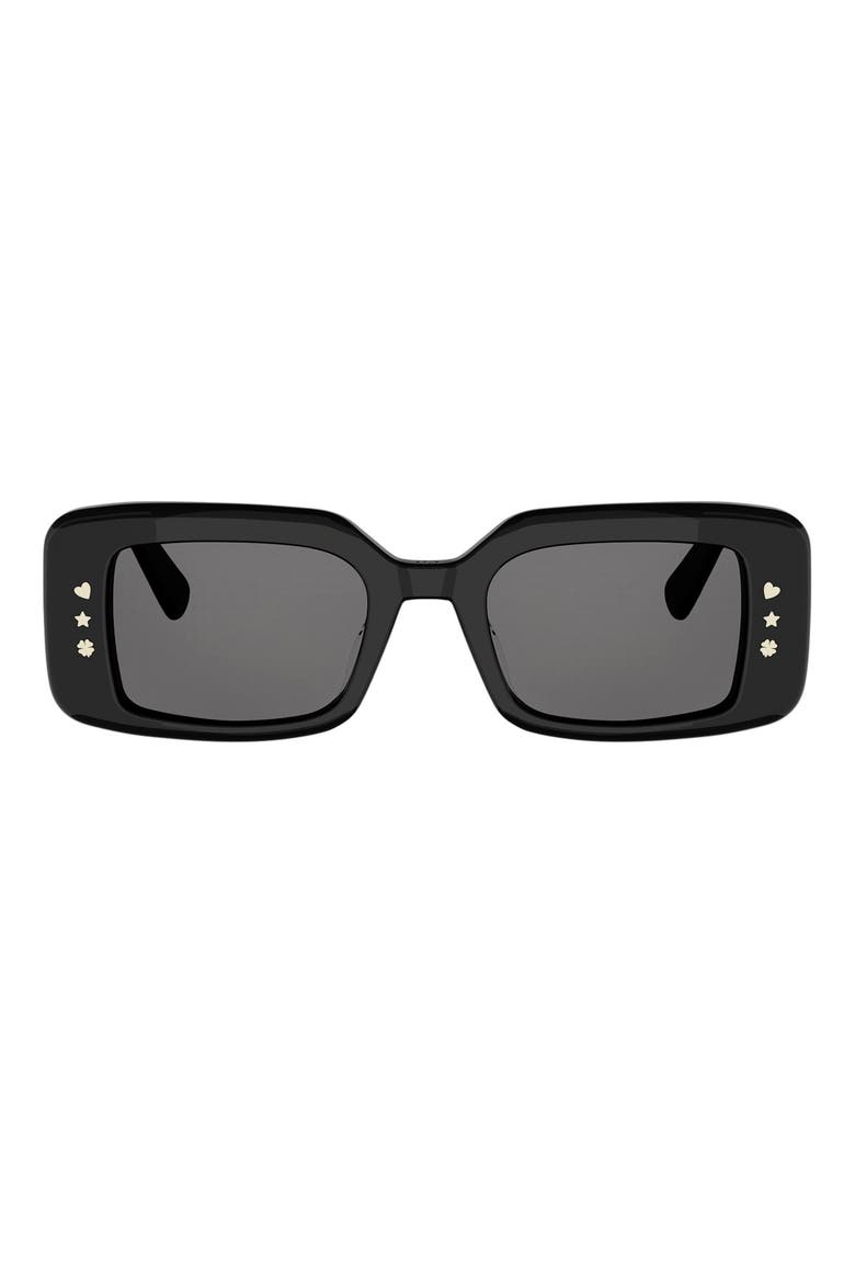 DiorLuckyCharms S1I Rectangular Sunglasses, Main, color, SHINY BLACK / SMOKE
