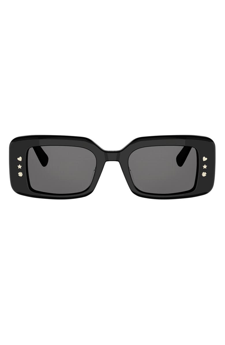 DIOR LuckyCharms S1I Rectangular Sunglasses, Main, color, Shiny Black / Smoke