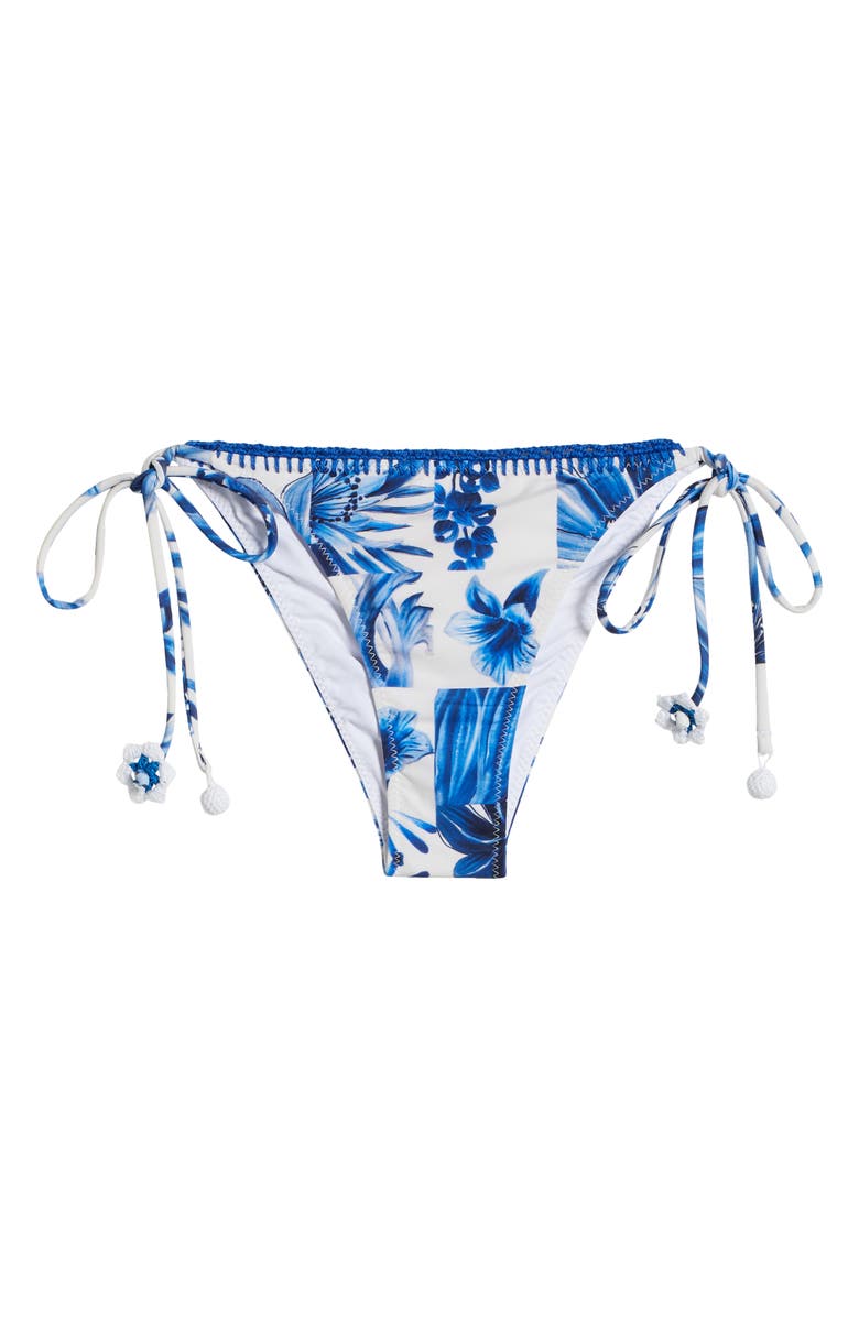 FARM Rio Garden Tiles Side Ties Bikini Bottoms, Alternate, color, Garden Tiles Off-White