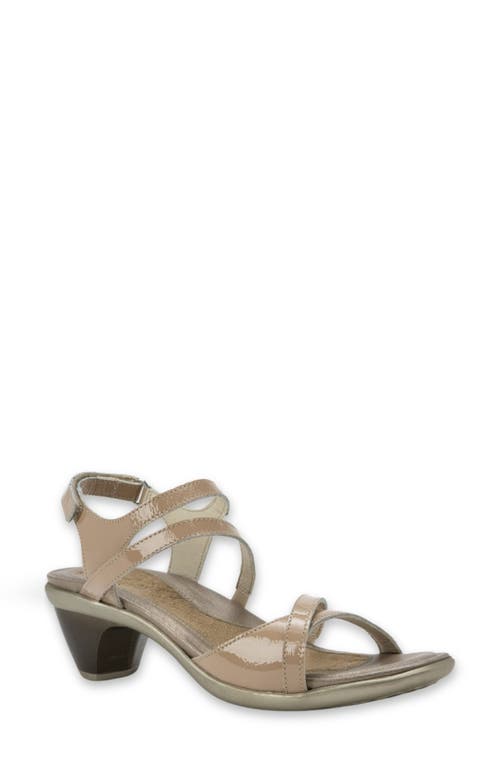 Naot Limit Slingback Sandal In Camel Crinkle Patent Leather