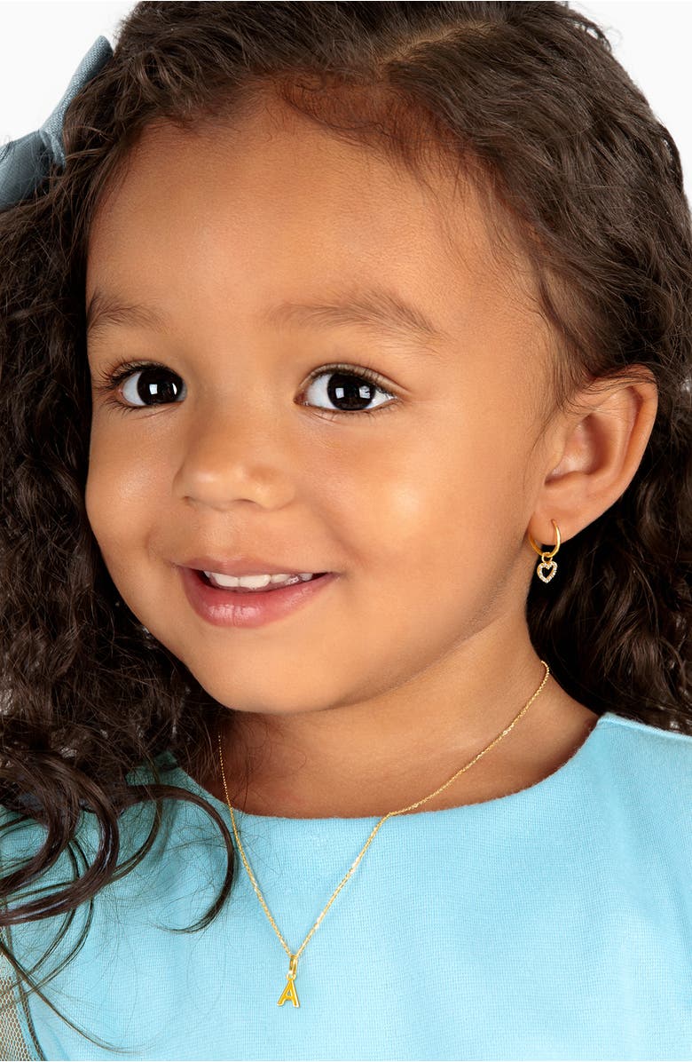 Tiny Blessings 14K Gold Pavé Heart Drop Classic 11mm Huggie Hoop Earrings, Alternate, color, 14K Yellow Gold