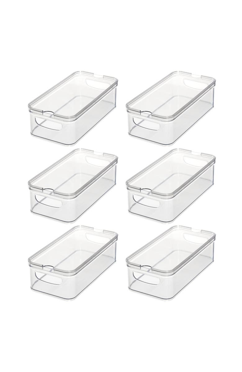 iDesign Stackable Fridge Organizer Bins with Lids - Set of 6 - Clear, Main, color, Clear