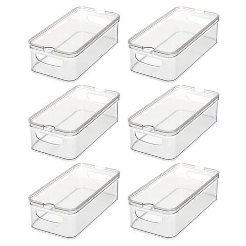 Stackable Fridge Organizer Bins with Lids - Set of 6  - Clear