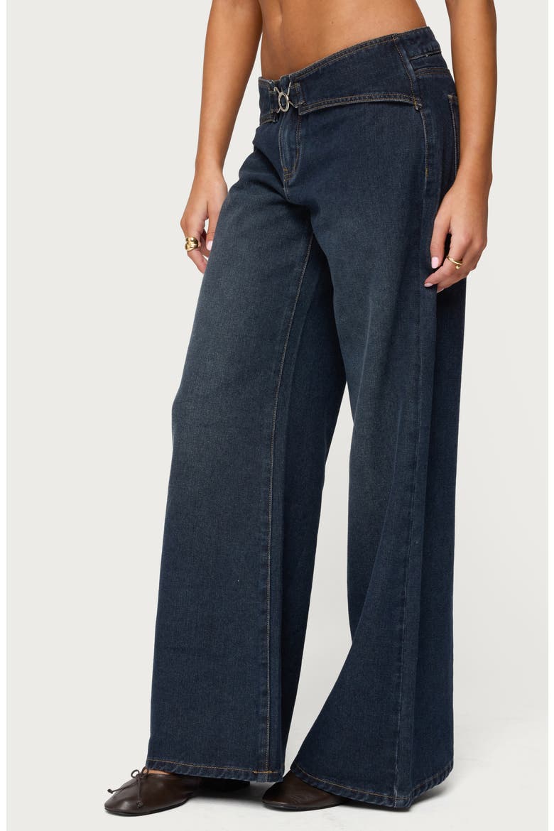 Briah Belted Low Rise Wide Leg Jeans, Alternate, color, BLUE