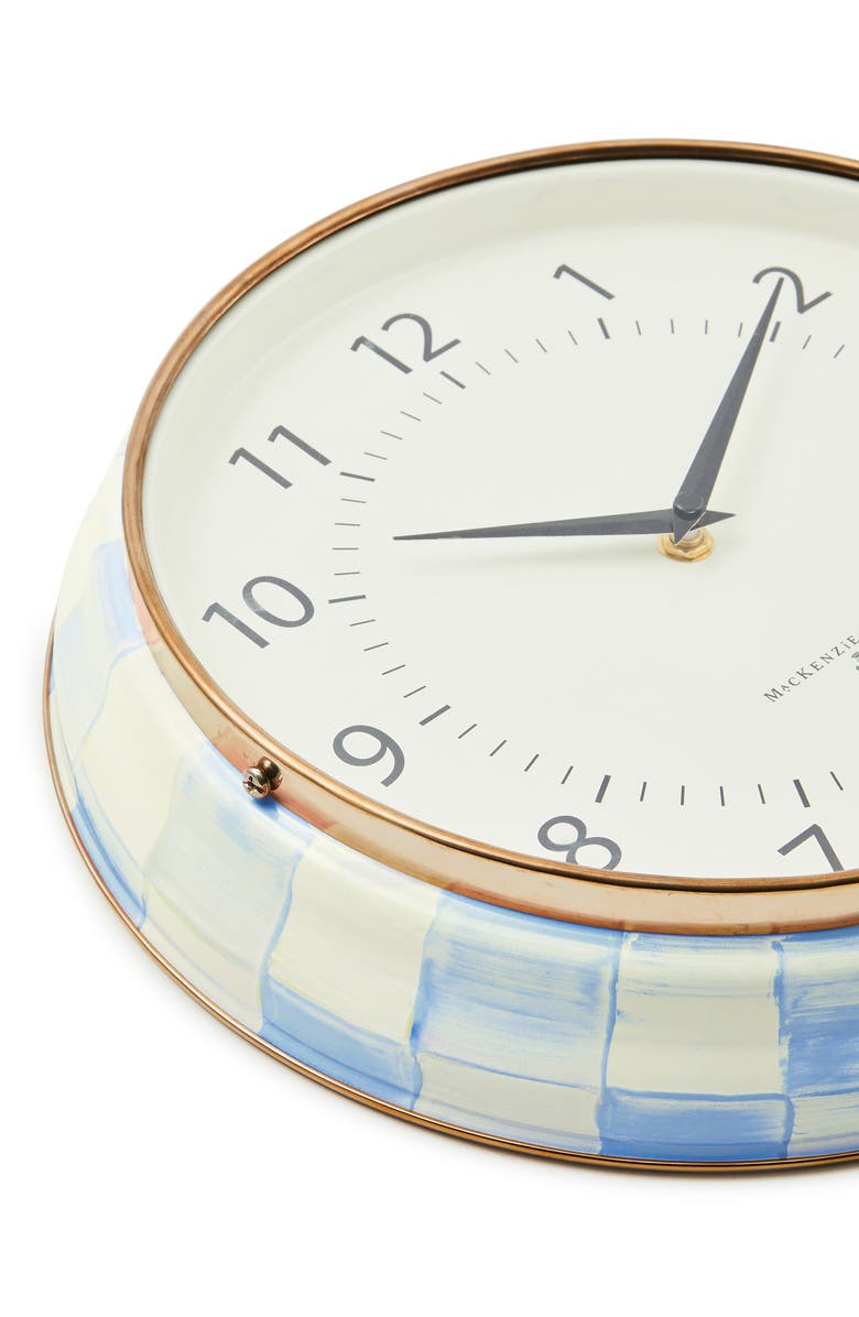 MACKENZIE CHILDS Sky Check Enameled Steel School Wall Clock, Alternate, color, Sky Check