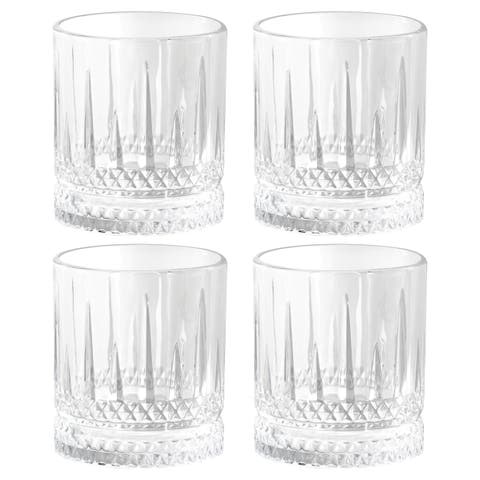 4 Piece 13 Ounce Iceberg Embossed Double Old-Fashioned Glass Set