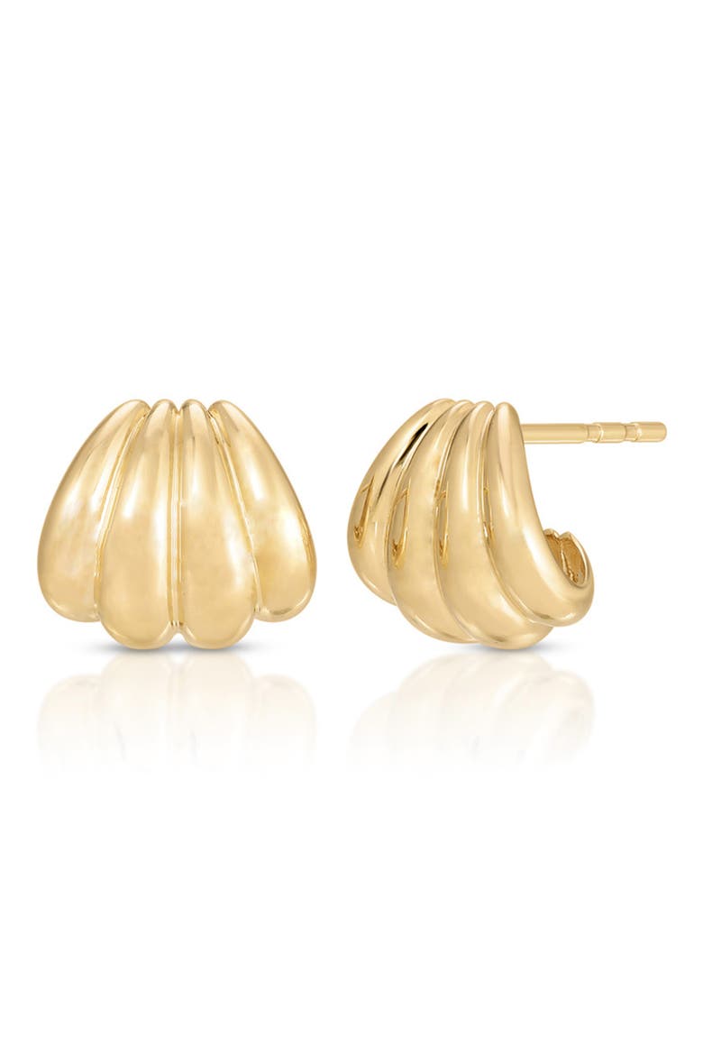 Jumbo Grooved Huggie Hoop Earrings, Main, color, 14K YELLOW GOLD
